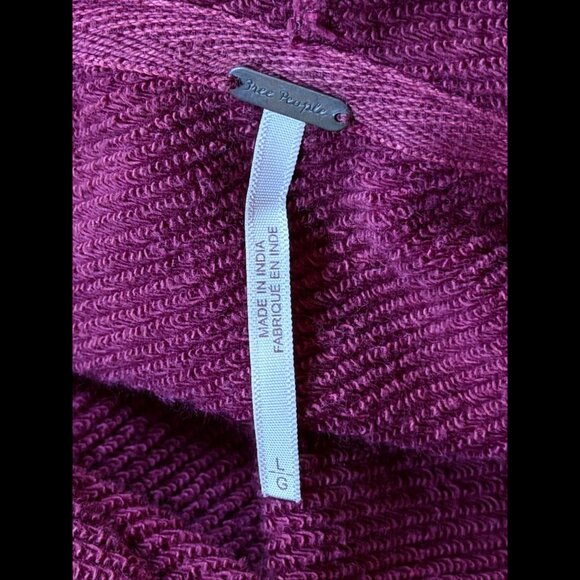 Free People Sweater Large Womens Red Playing in Plaid Pullover Frayed Drawstring - Picture 6 of 7